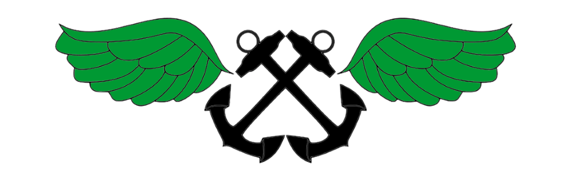 A green background with two black anchors and leaves.