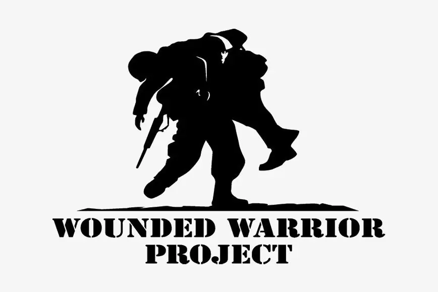 A black and white image of the wounded warrior project logo.